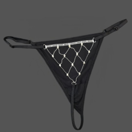 ace Rhinestone Gemstone Metal Chain Thong Sexy Underwear Body Chain