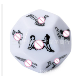 fun dice, dice sieve, white and black multi-sided action dice couple play props