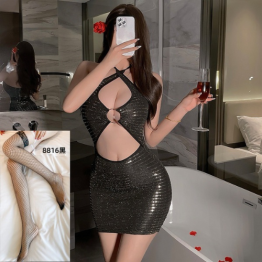 passionate, exposed chest, slimming, hip skirt, waisted nightdress bodycon