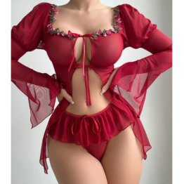 SHINE plus size chubby girl suit Fat Woman Temptation jumpsuit