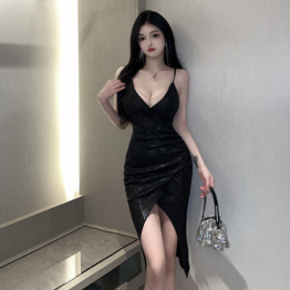 Shiny partywear Mid length